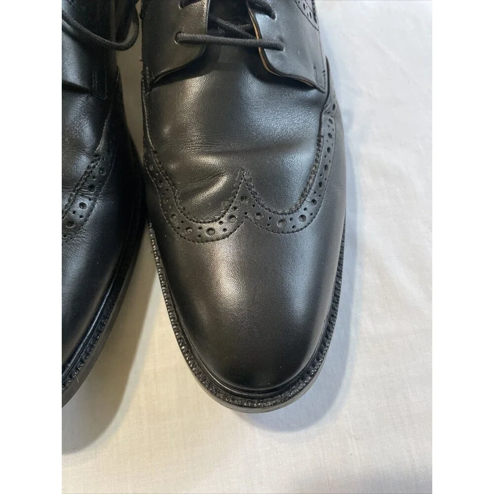Cole Haan Dress Wingtips Mens Size 10.5 M Black Leather Oxford Block Heel 4/1